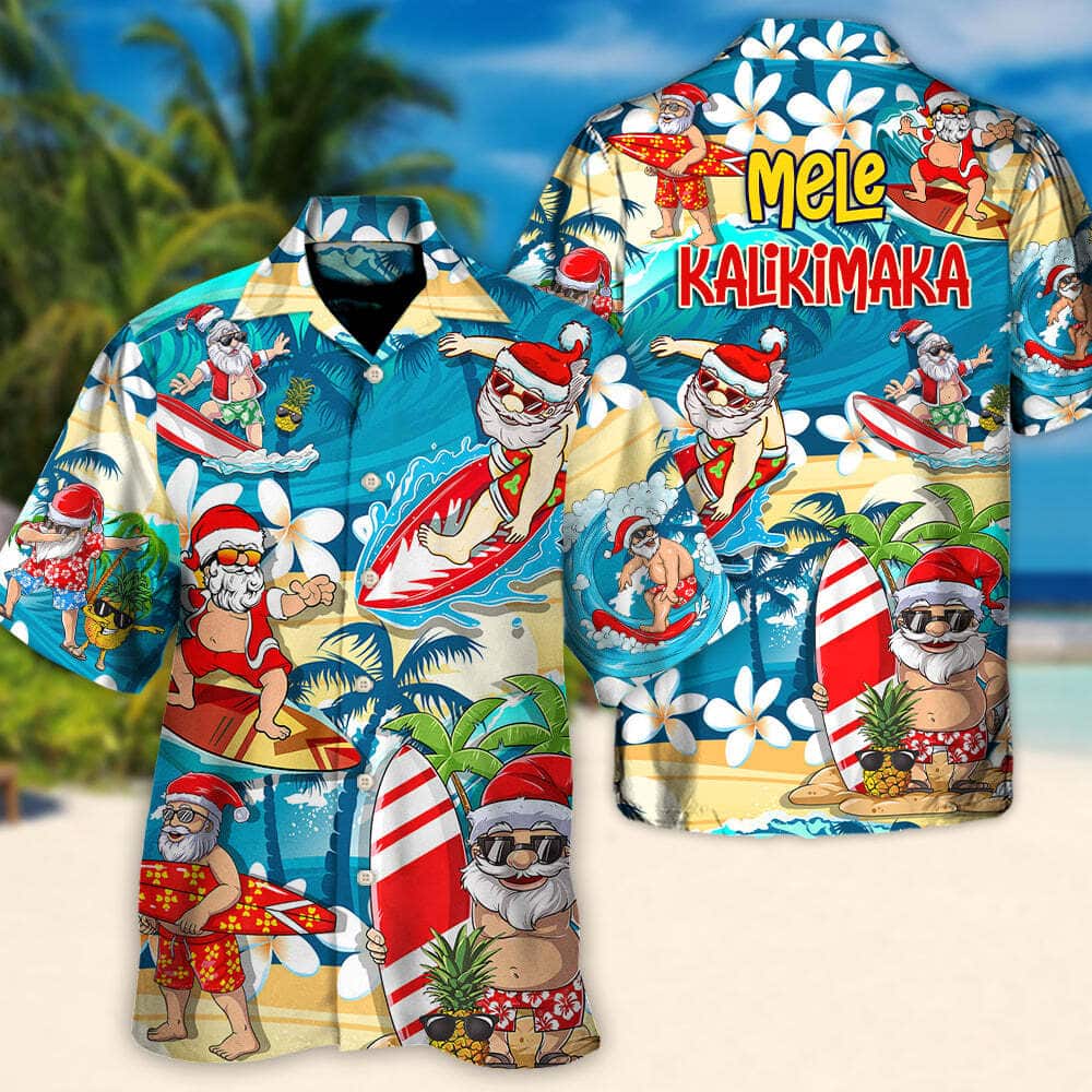 Funny Hawaiian Shirt Santa Surfing Christmas Gift For Beach Lovers Funny Hawaiian Shirt Santa Surfing Christmas Gift For Beach Lovers