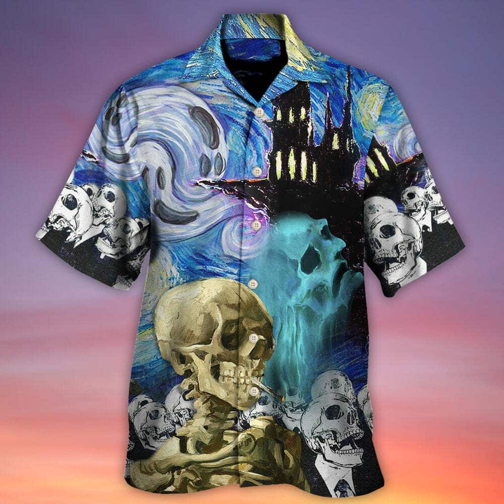 Funny Hawaiian Shirt Skull Smoke Scream Starry Night Boo Halloween Gift Funny Hawaiian Shirt Skull Smoke Scream Starry Night Boo Halloween Gift