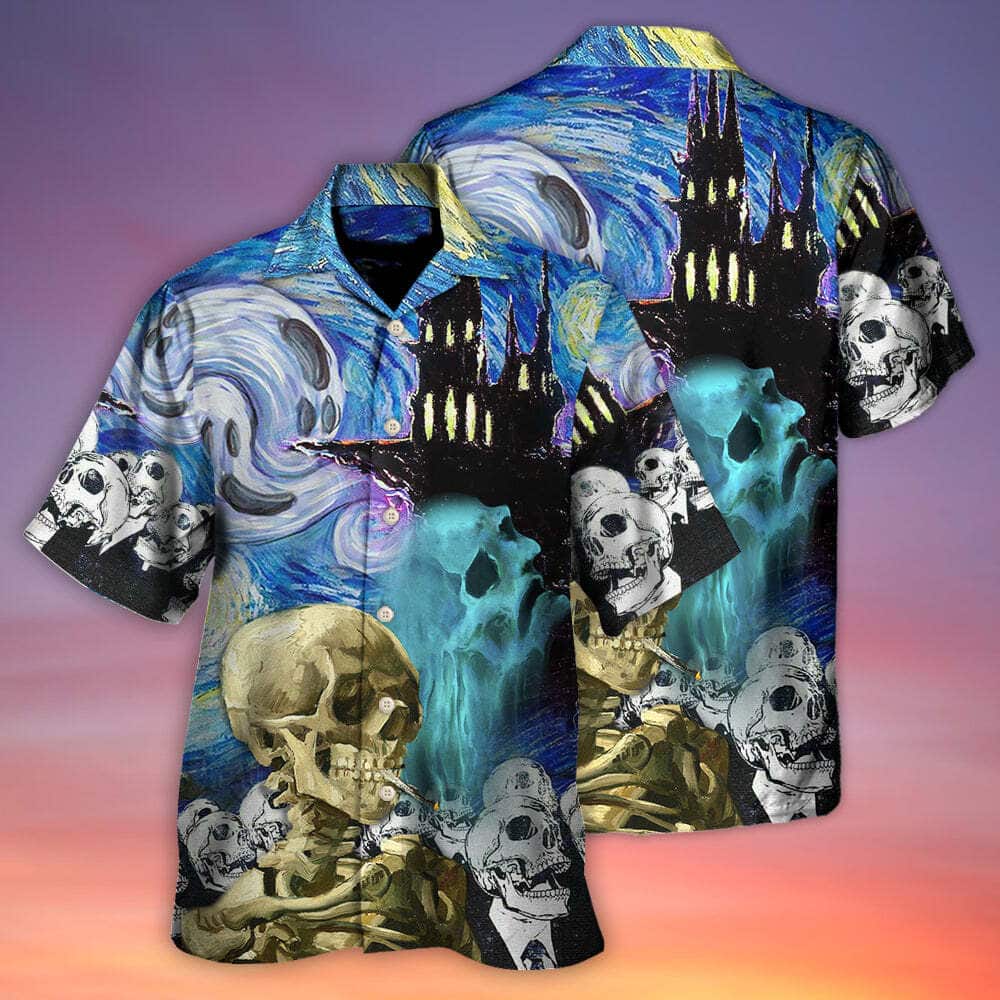 Funny Hawaiian Shirt Skull Smoke Scream Starry Night Boo Halloween Gift Funny Hawaiian Shirt Skull Smoke Scream Starry Night Boo Halloween Gift