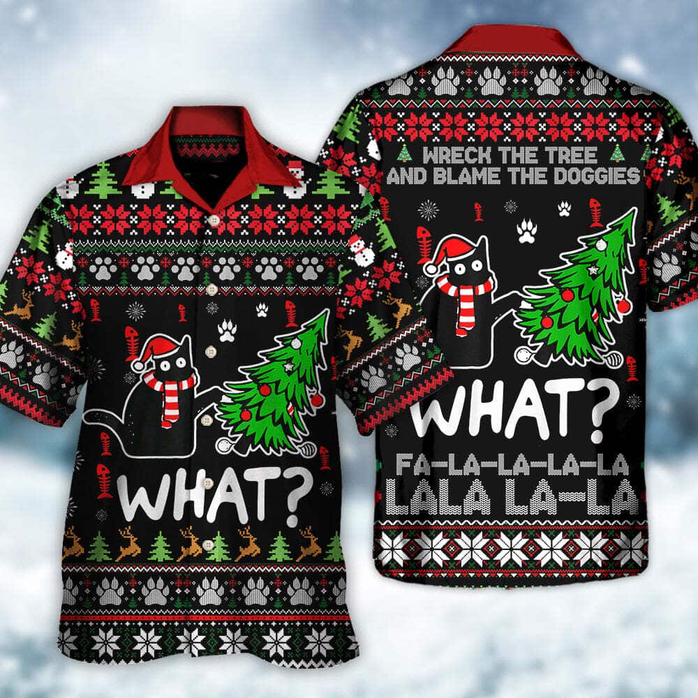 Funny Hawaiian Shirt Black Cat Wreck The Tree Funny Hawaiian Shirt Black Cat Wreck The Tree