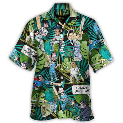 Funny Hawaiian Shirt Cricket Sport Palm Leaves Pattern
