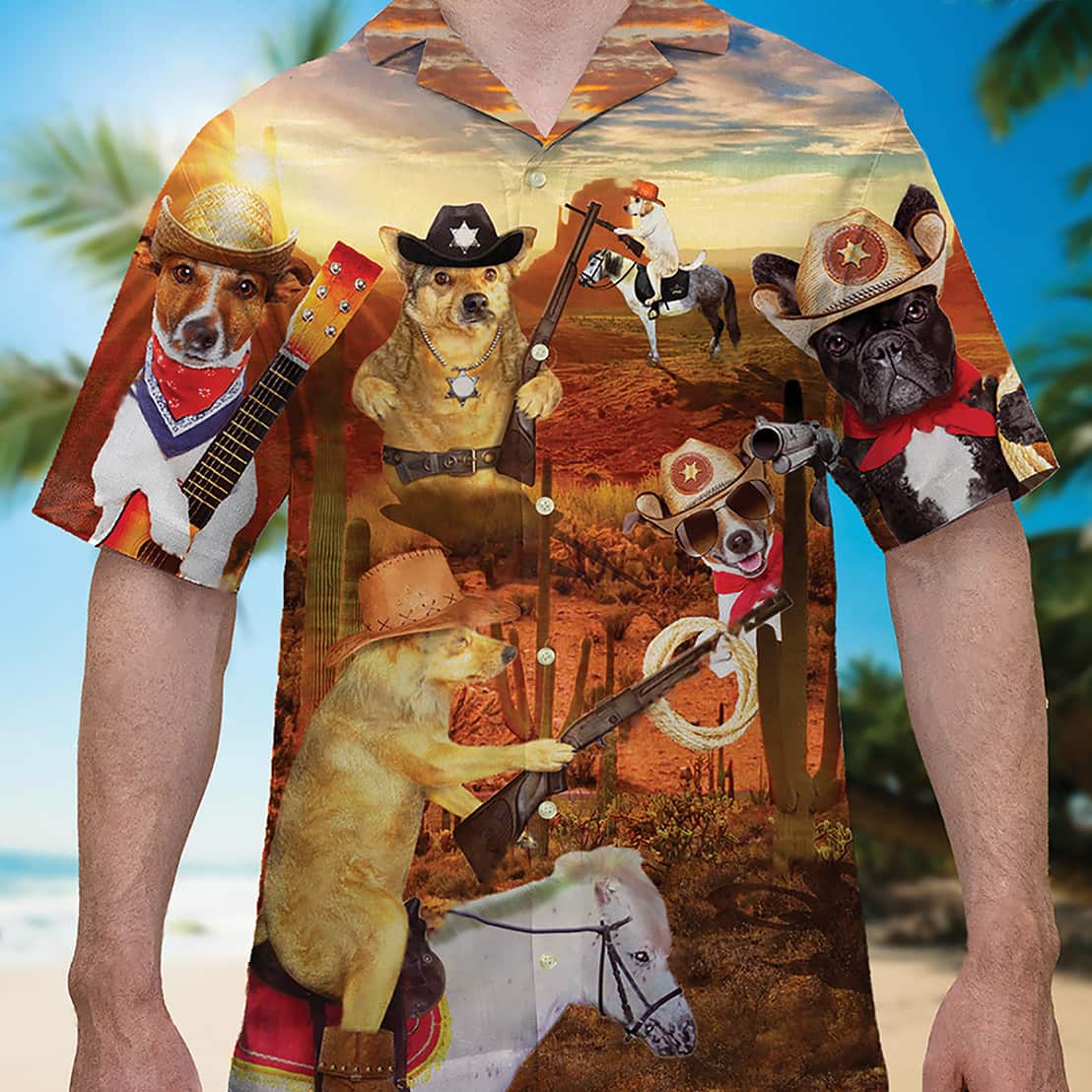 Funny Hawaiian Shirt Cowboy Beach Gift For Dog Lovers Funny Hawaiian Shirt Cowboy Beach Gift For Dog Lovers