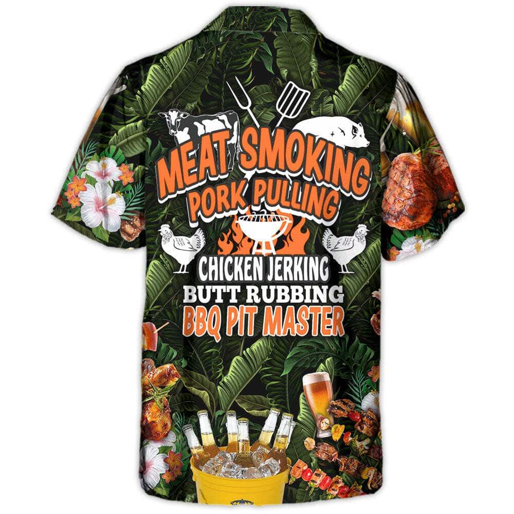 Funny Hawaiian Shirt Meat Smoking Pork Pulling Chicken Jerking Butt Rubbing BBQ Pit Master