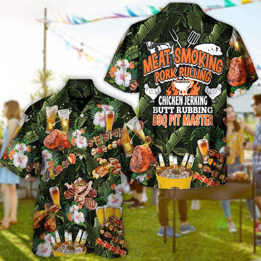 Funny Hawaiian Shirt Meat Smoking Pork Pulling Chicken Jerking Butt Rubbing BBQ Pit Master Funny Hawaiian Shirt Meat Smoking Pork Pulling Chicken Jerking Butt Rubbing BBQ Pit Master