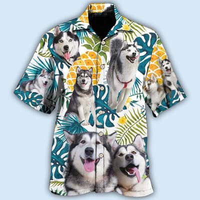 Funny Hawaiian Shirt Husky Tropical Leaf Beach Cute Gift For Dog Lovers