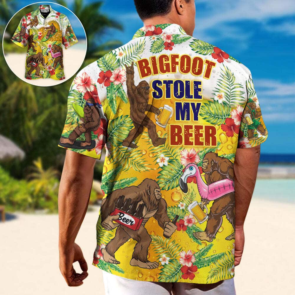 Funny Hawaiian Shirt Bigfoot Stole My Beer Lover Tropical Funny Hawaiian Shirt Bigfoot Stole My Beer Lover Tropical