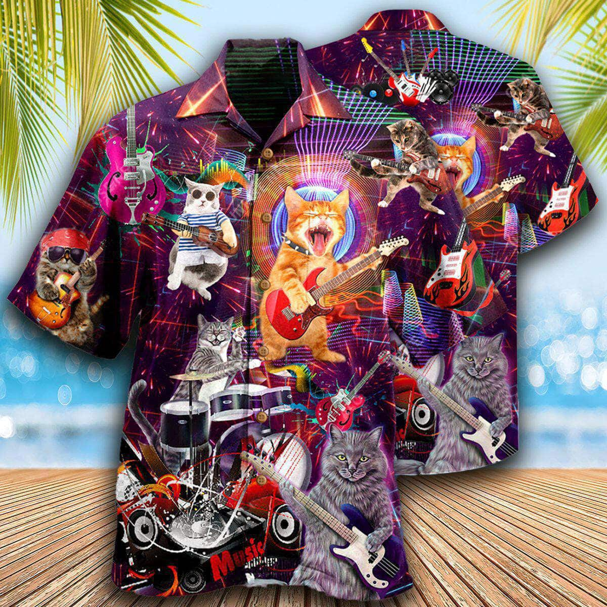 Cat Rocker Funny Style Hawaiian Shirt Cool Gift For Beach Lovers