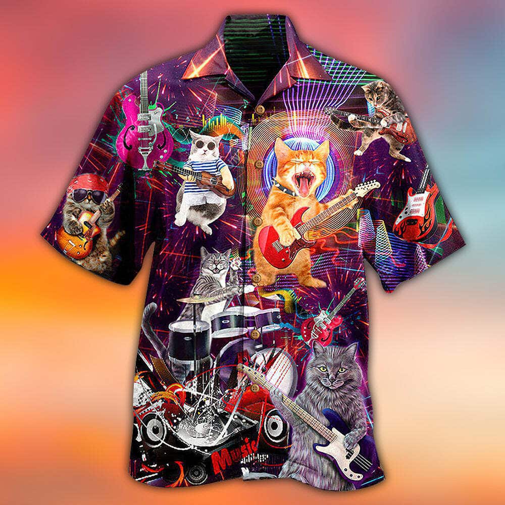Cat Rocker Funny Style Hawaiian Shirt Cool Gift For Beach Lovers