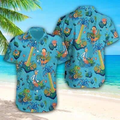 Aloha Rick And Morty Hawaiian Shirt Blue Gift For Beach Vacation Aloha Rick And Morty Hawaiian Shirt Blue Gift For Beach Vacation
