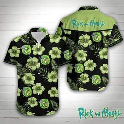 Aloha Rick And Morty Hawaiian Shirt Hibiscus Flowers Pattern Beach Gift For Friends