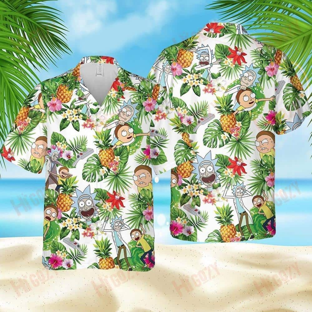 Summer Aloha Rick And Morty Hawaiian Shirt Pineapple Pattern Gift For Summer Vacation