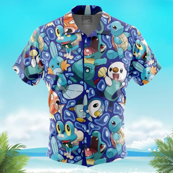Blue Water Type Starters Pokemon Hawaiian Shirt Summer Vacation Gift Blue Water Type Starters Pokemon Hawaiian Shirt Summer Vacation Gift