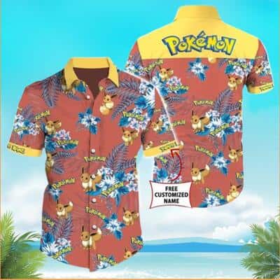 Aloha Eevee Pokemon Hawaiian Shirt Hibiscus Flowers Pattern Summer Holiday Gift
