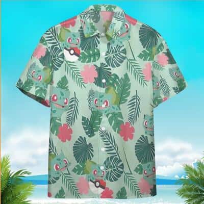 Summer Aloha Bulbasaur Pokemon Hawaiian Shirt Palm Leaves Pattern Beach Gift For Best Friend