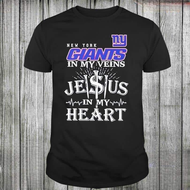 NFL New York Giants In My Veins Jesus In My Heart T-Shirt NFL New York Giants In My Veins Jesus In My Heart T-Shirt