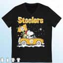 NFL Pittsburgh Steelers T-Shirt Snoopy Woodstock Driving Car NFL Pittsburgh Steelers T-Shirt Snoopy Woodstock Driving Car