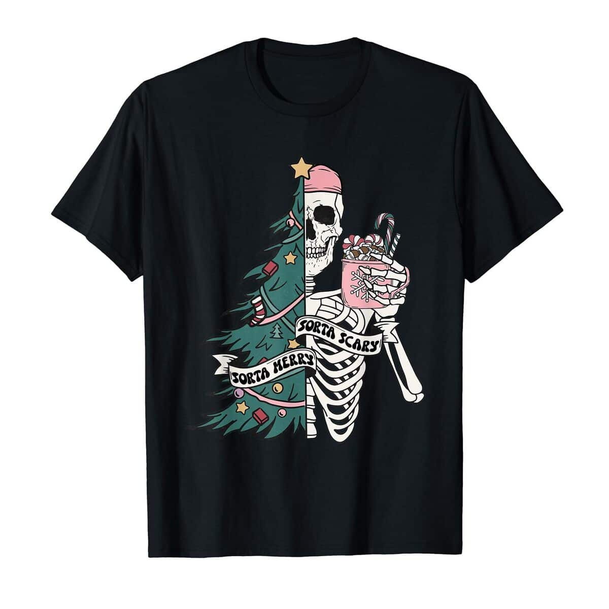 Skeleton Xmas Tree Sorta Merry Sorta Scary T-Shirt