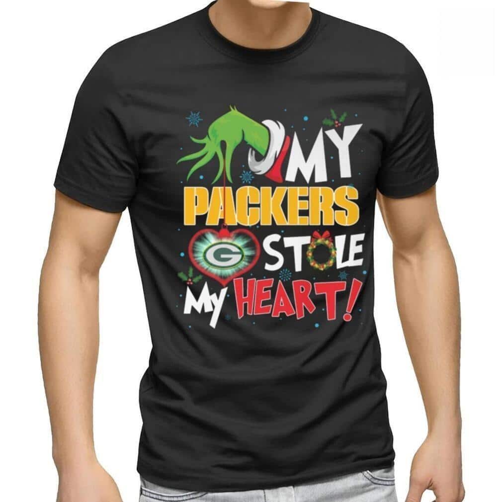 Funny Grinch Green Bay Packers T-Shirt My Stole My Heart Funny Grinch Green Bay Packers T-Shirt My Stole My Heart