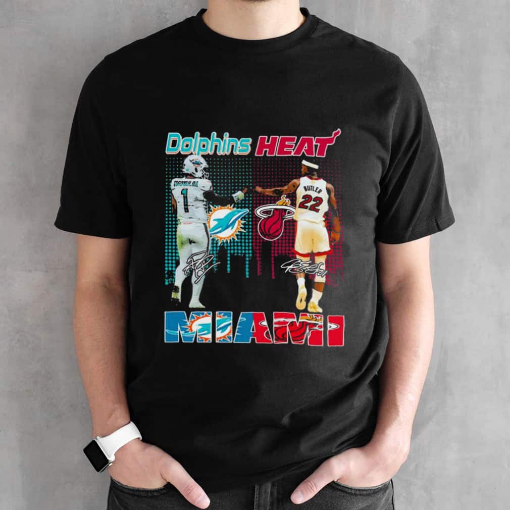 NFL Miami Dolphins NBA Miami Heat T-Shirt NFL Miami Dolphins NBA Miami Heat T-Shirt