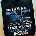 Christian Trucker T-Shirt I Am A Simple Man I Like Trucks And Believe In Jesus
