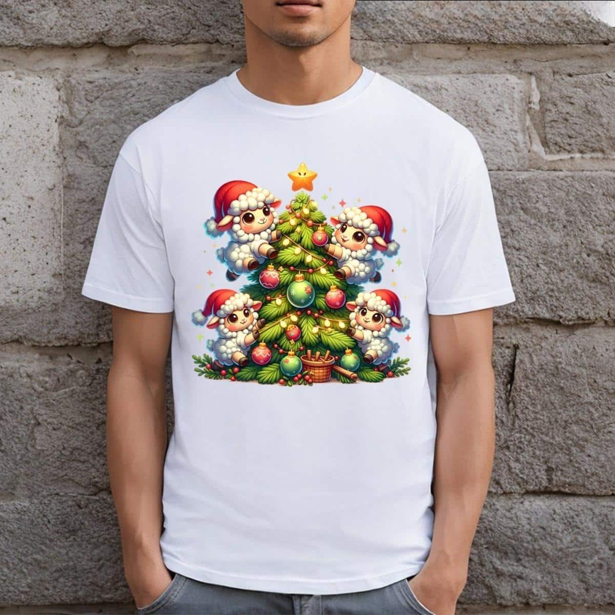 Cool Kawaii Sheep Christmas Tree T-Shirt Cool Kawaii Sheep Christmas Tree T-Shirt