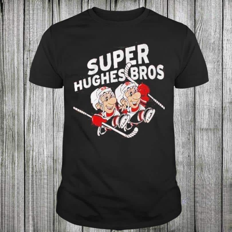 Funny Jack Hughes And Luke Hughes Super Hughes Bros T-Shirt Funny Jack Hughes And Luke Hughes Super Hughes Bros T-Shirt
