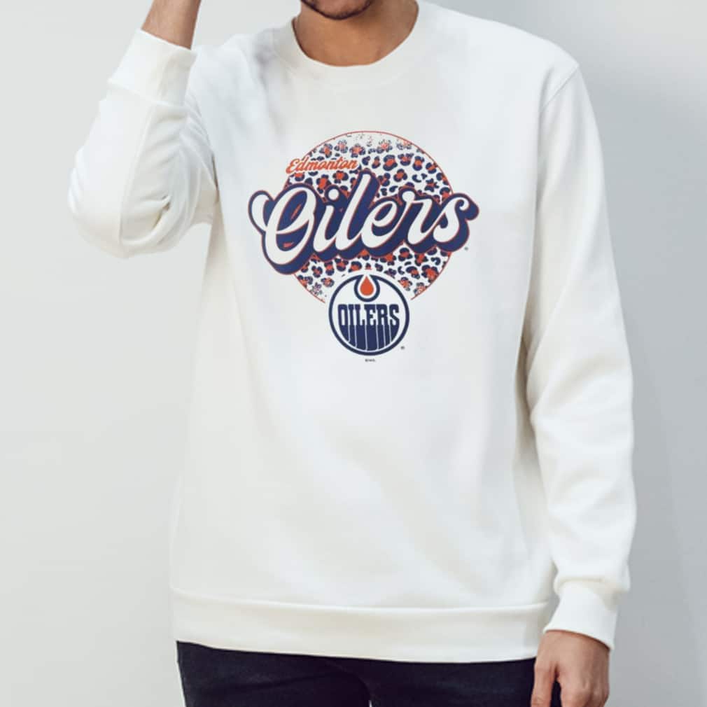 NHL Edmonton Oilers T-Shirt Leopard Pattern NHL Edmonton Oilers T-Shirt Leopard Pattern