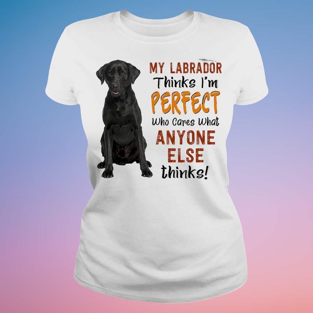 My Labrador Thinks I’m Perfect Who Cares What Anyone Else Thinks T-Shirt My Labrador Thinks I’m Perfect Who Cares What Anyone Else Thinks T-Shirt
