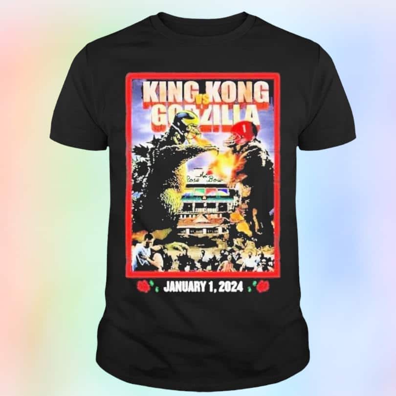 King Kong Vs Godzilla Rose Bowl Game Michigan Vs Alabama T-Shirt King Kong Vs Godzilla Rose Bowl Game Michigan Vs Alabama T-Shirt