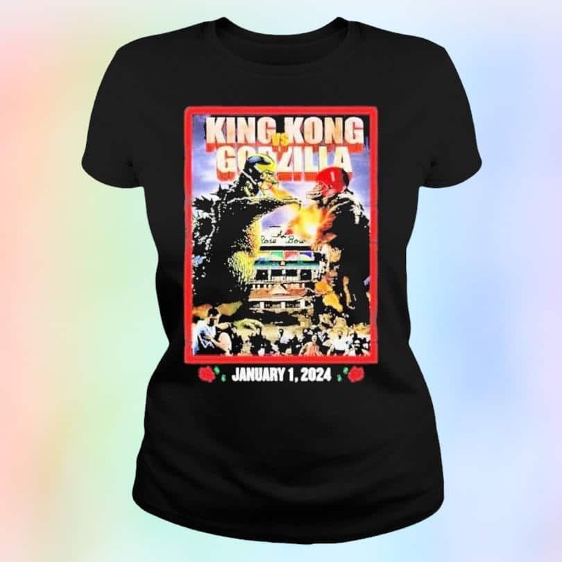 King Kong Vs Godzilla Rose Bowl Game Michigan Vs Alabama T-Shirt King Kong Vs Godzilla Rose Bowl Game Michigan Vs Alabama T-Shirt