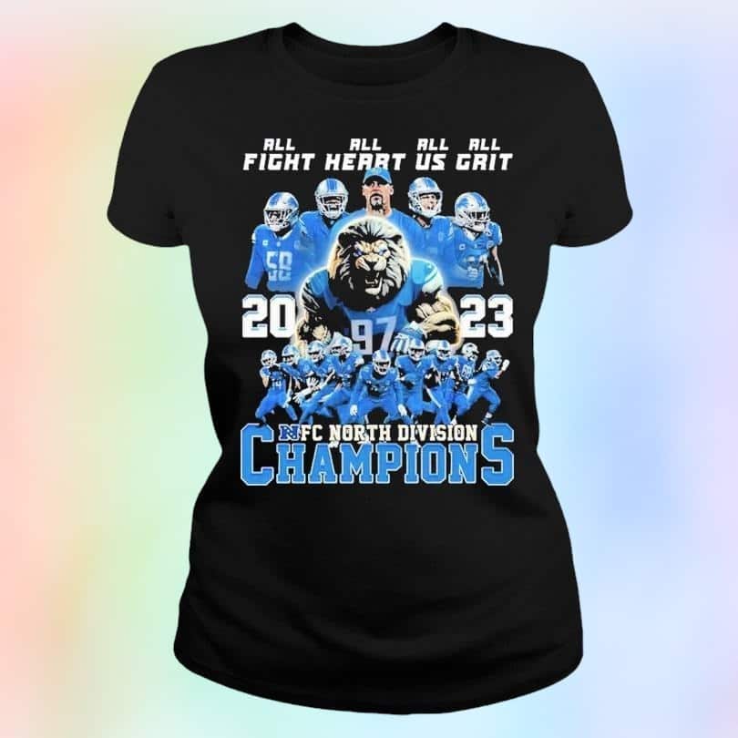 Detroit Lions T-Shirt All Fight All Heart All Us All Grit NFC North Division Champions Detroit Lions T-Shirt All Fight All Heart All Us All Grit NFC North Division Champions