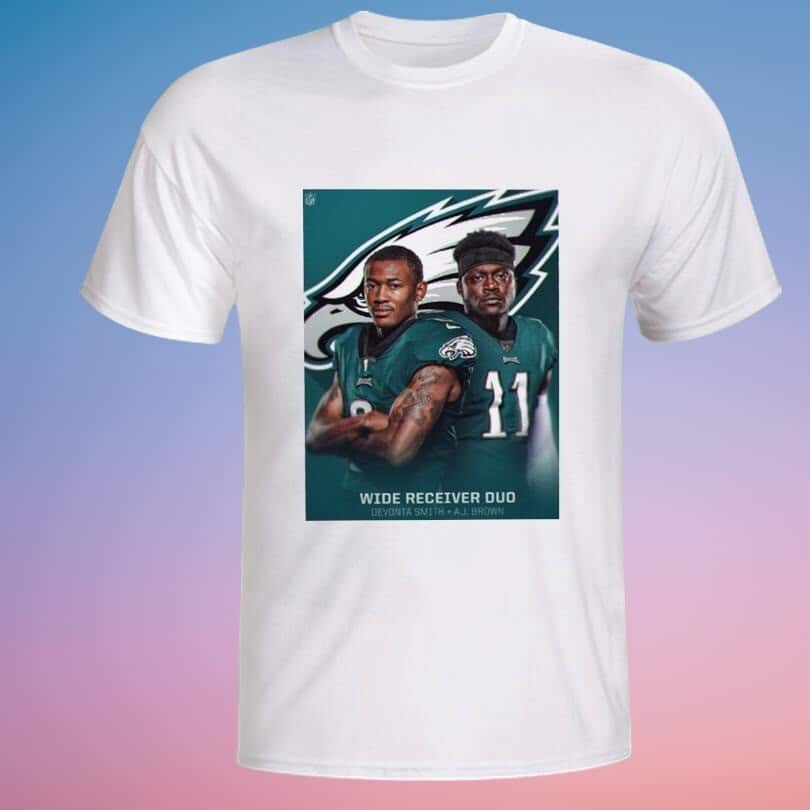 Wide Receiver Duo Devonta Smith And A J Brown NFL Philadelphia Eagles T-Shirt Wide Receiver Duo Devonta Smith And A J Brown NFL Philadelphia Eagles T-Shirt