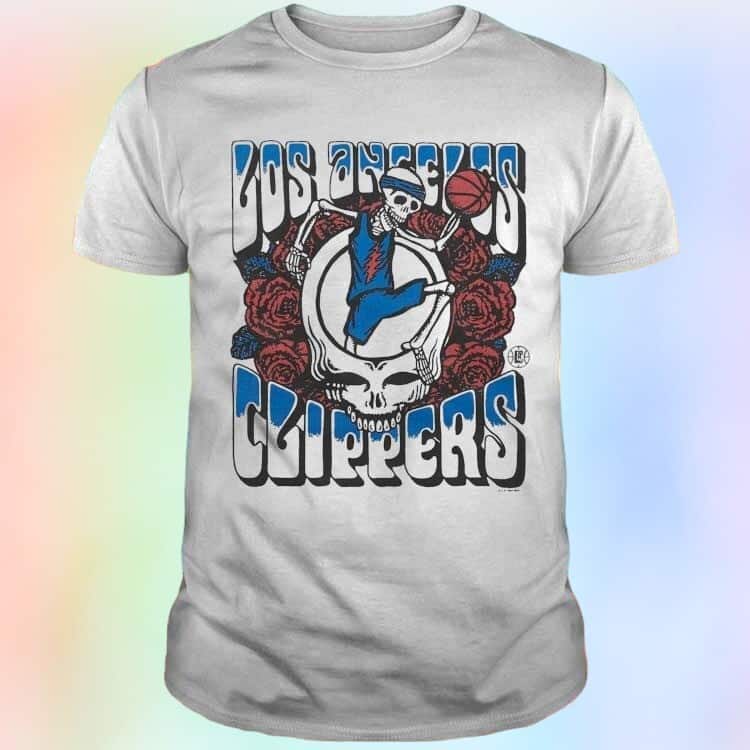 NBA Los Angeles T-Shirt Grateful Dead Clippers Skull NBA Los Angeles T-Shirt Grateful Dead Clippers Skull