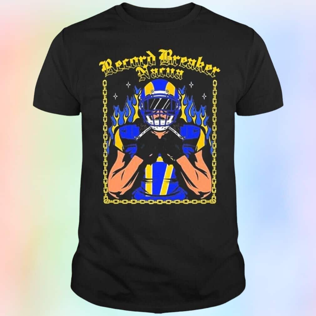 NFL Los Angeles Rams T-Shirt Record Breaker Puka Nacua NFL Los Angeles Rams T-Shirt Record Breaker Puka Nacua