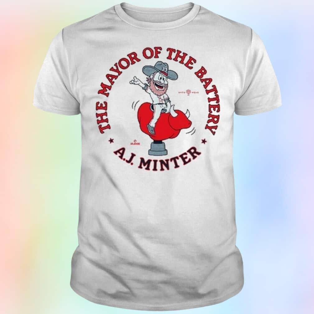 MLB Atlanta Braves T-Shirt A.J. Minter The Mayor Of The Battery MLB Atlanta Braves T-Shirt A.J. Minter The Mayor Of The Battery