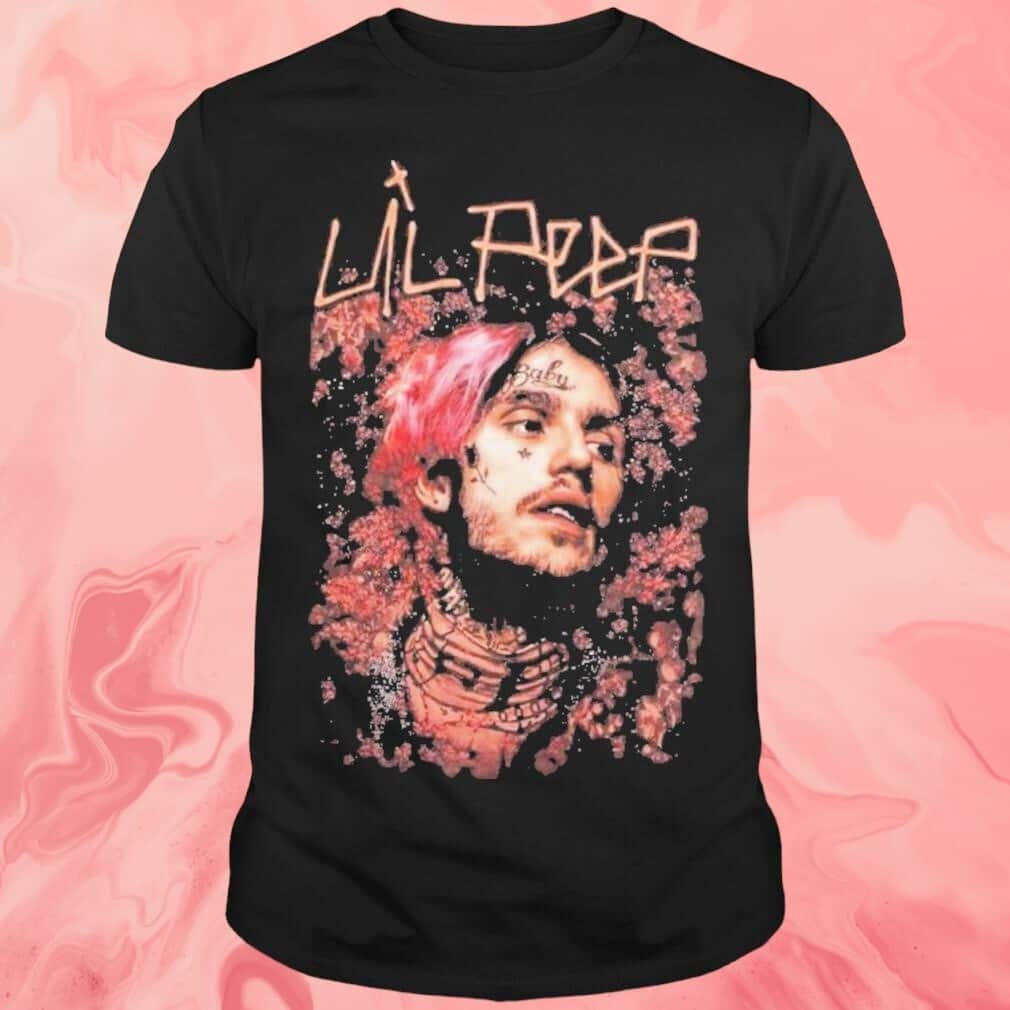 Lil Peep Floral Portrait T-Shirt Lil Peep Floral Portrait T-Shirt