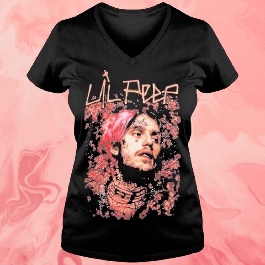 Lil Peep Floral Portrait T-Shirt Lil Peep Floral Portrait T-Shirt