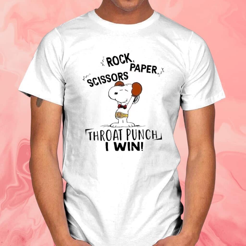 Snoopy Rock Paper Scissors Throat Punch I Win T-Shirt