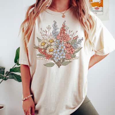 Birth Month Flower T-Shirt Mothers Day Gift Birth Month Flower T-Shirt Mothers Day Gift