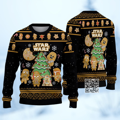 Black Star Wars Gingerbread Darth Vader Ugly Christmas Sweater