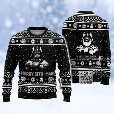 Black Darth Vader Ugly Christmas Sweater I Find Your Lack Of Cheer Disturbing