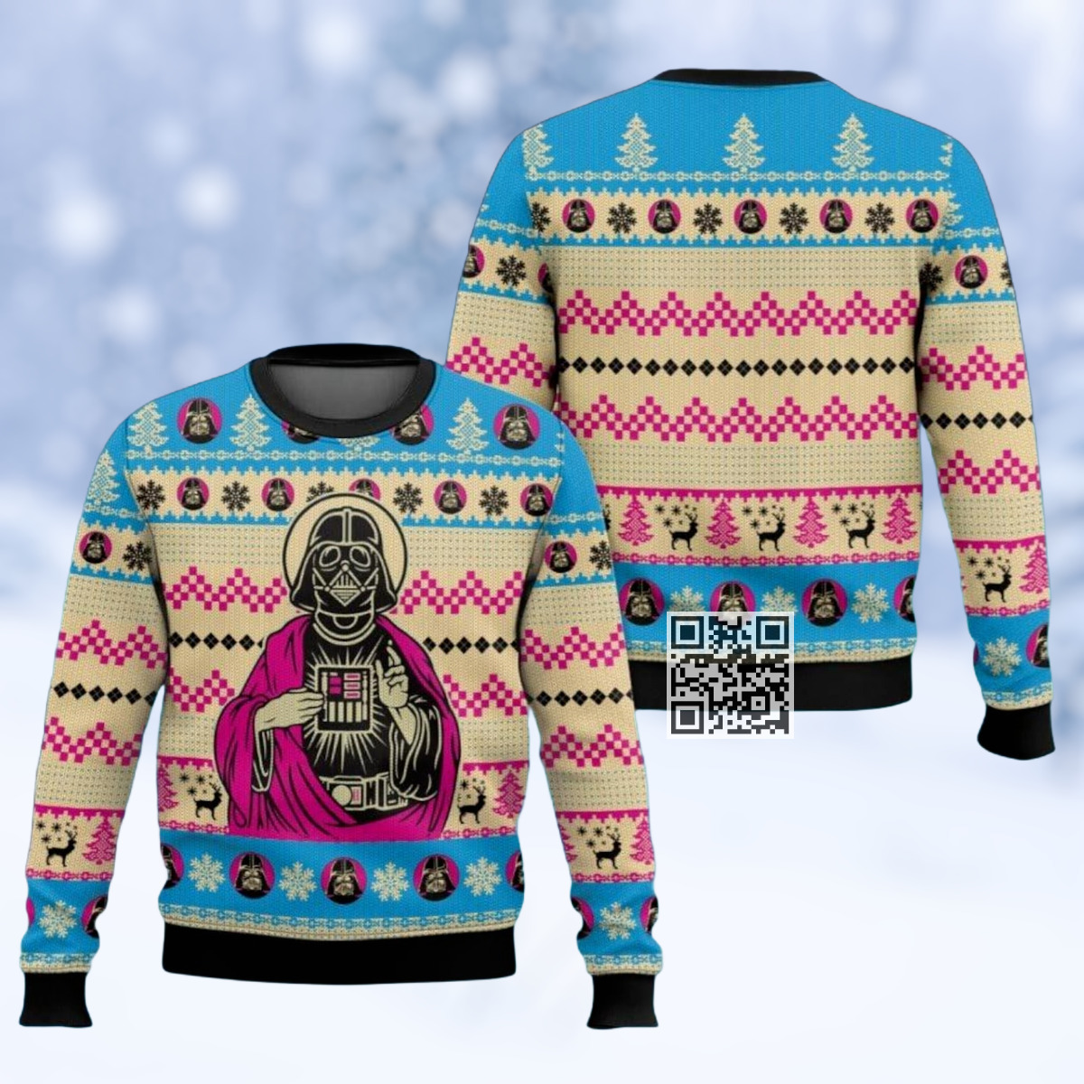 Star Wars Darth Vader Ugly Christmas Sweater Reindeer Pine Tree Snowflake Pattern Star Wars Darth Vader Ugly Christmas Sweater Reindeer Pine Tree Snowflake Pattern