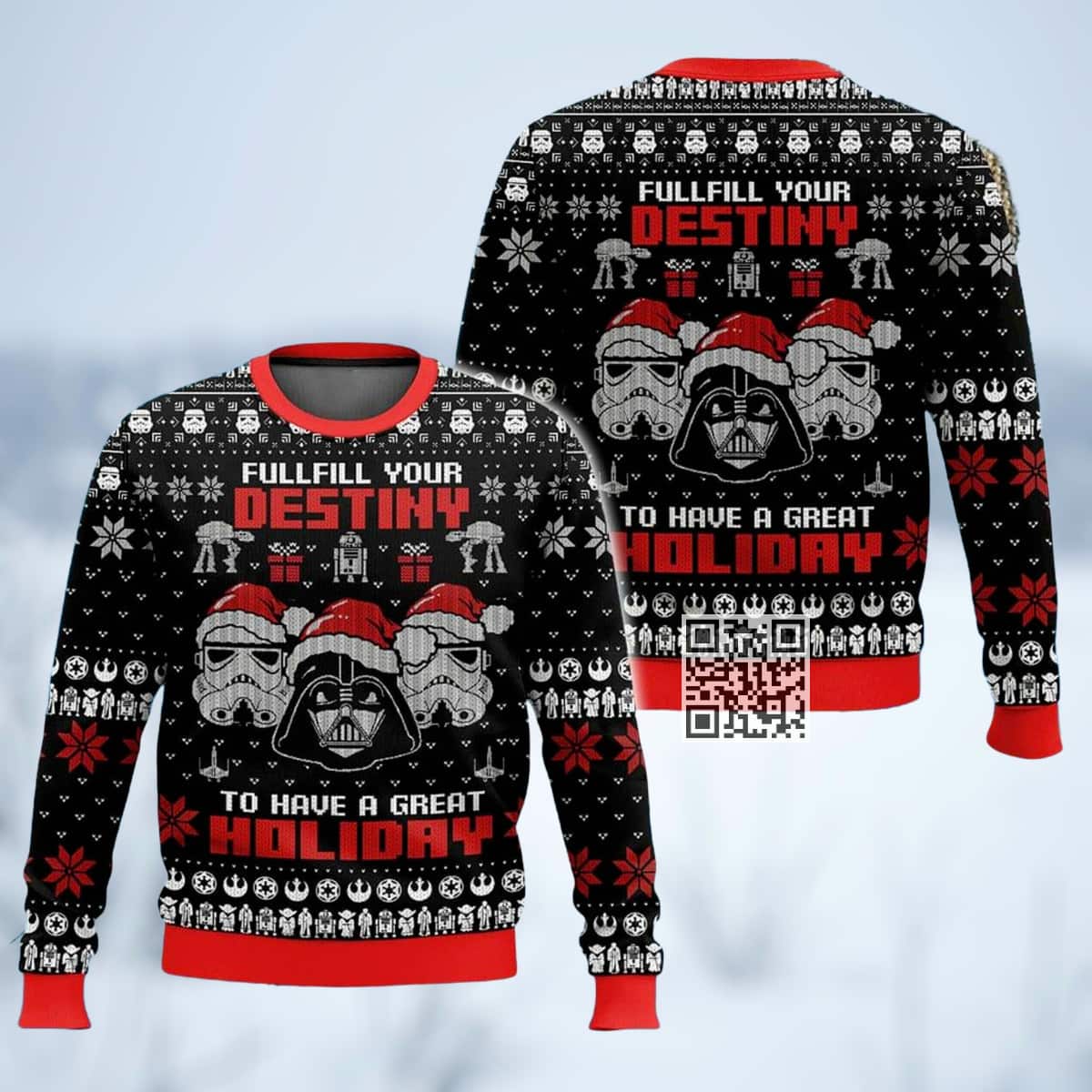 Star Wars Stormtrooper Darth Vader Ugly Christmas Sweater Fulfill Your Destiny To Have A Great Holiday