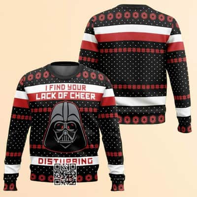 Star Wars Darth Vader Ugly Christmas Sweater I Find Your Lack Of Cheer Disturbing Snowflake Pattern