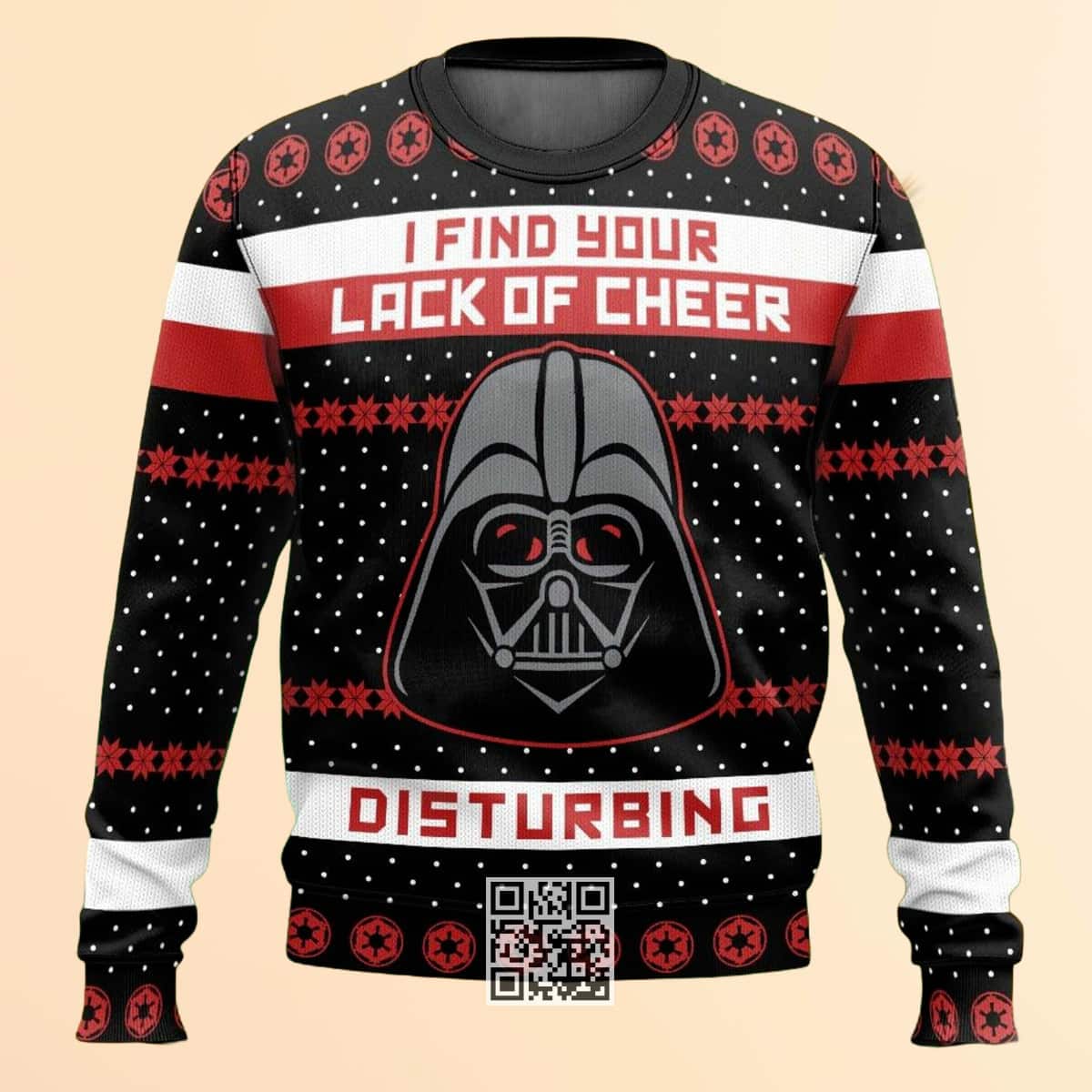 Star Wars Darth Vader Ugly Christmas Sweater I Find Your Lack Of Cheer Disturbing Snowflake Pattern