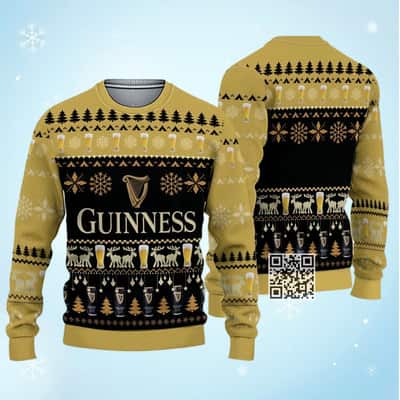 Guinness Beer Ugly Christmas Sweater Pine Tree Snowflake Reindeer Pattern Guinness Beer Ugly Christmas Sweater Pine Tree Snowflake Reindeer Pattern