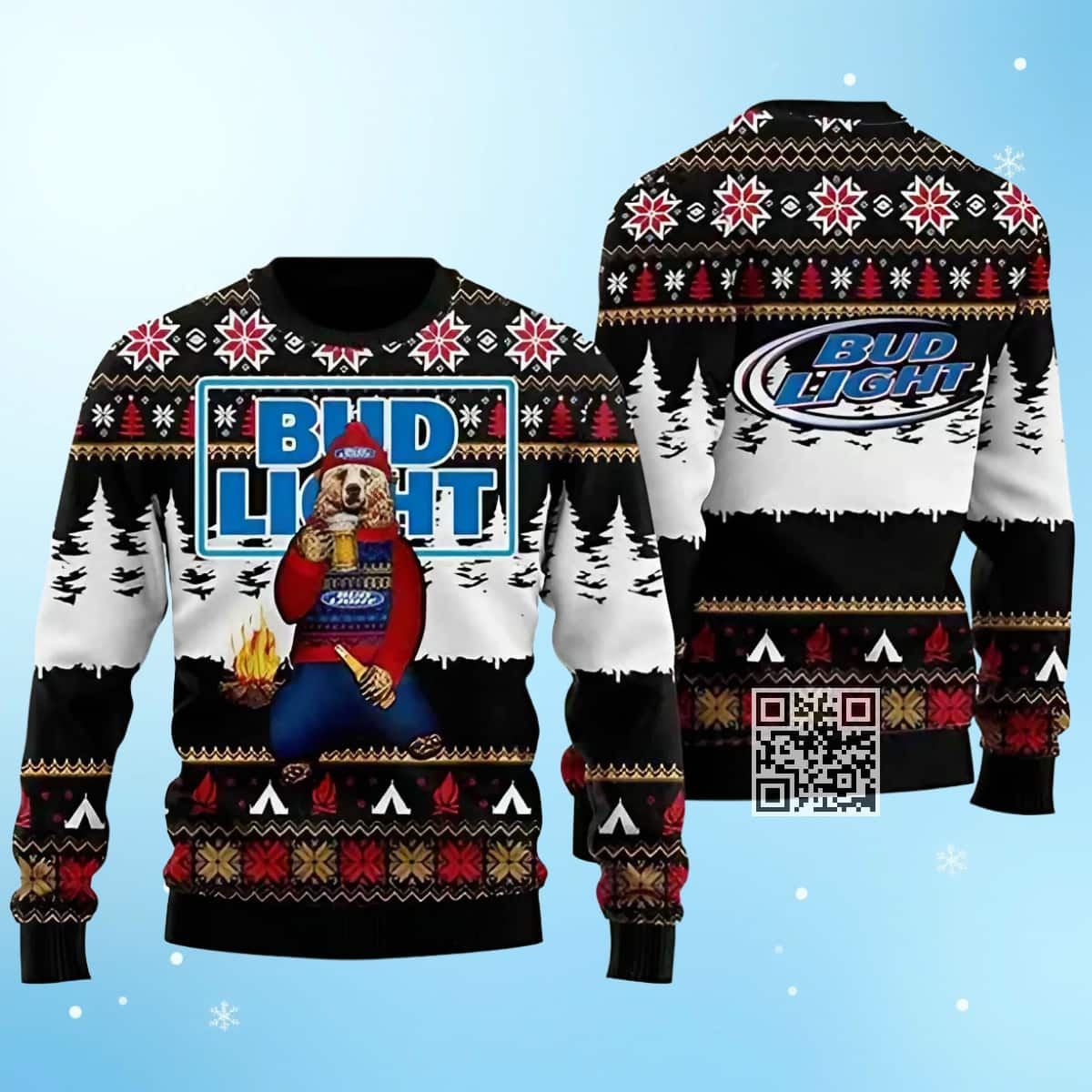Cute Bear With Bud Light Beer Ugly Christmas Sweater Cute Bear With Bud Light Beer Ugly Christmas Sweater