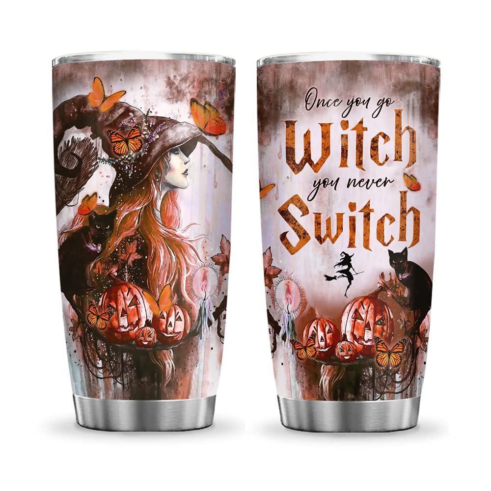 Halloween Witch Pumpkin Butterfly Tumbler