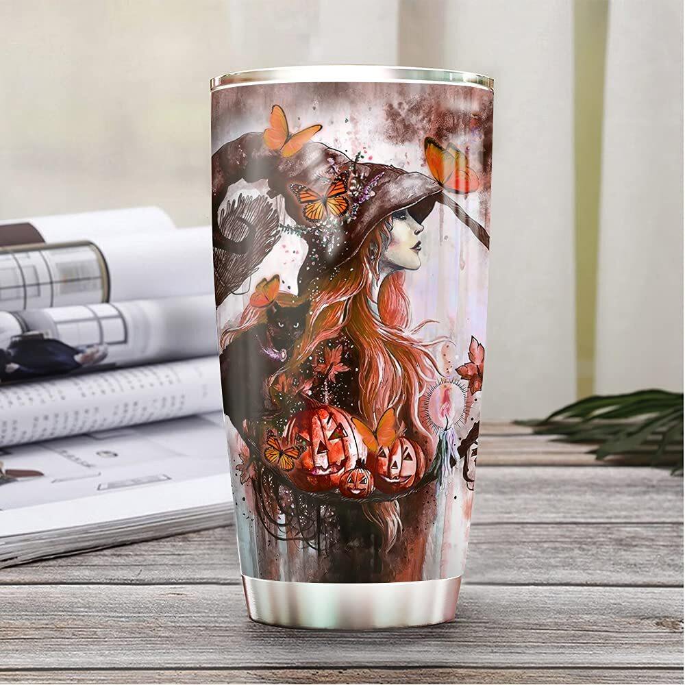 Halloween Witch Pumpkin Butterfly Tumbler Halloween Witch Pumpkin Butterfly Tumbler