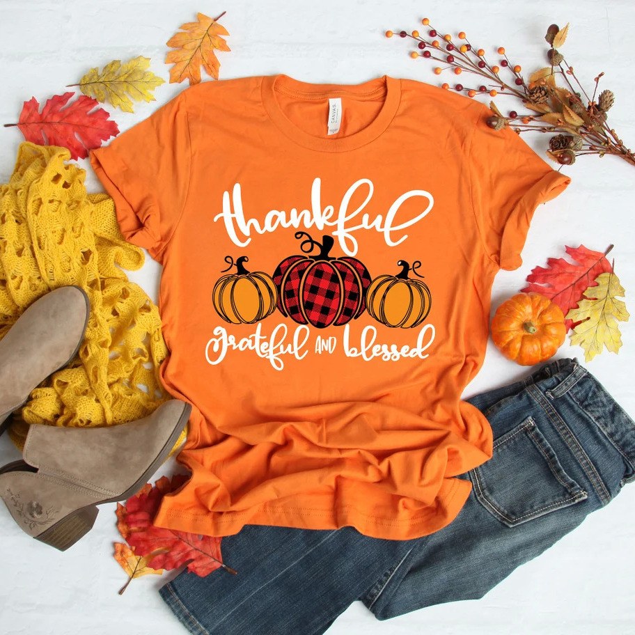 Thankful Grateful Blessed Thanksgiving T-Shirt